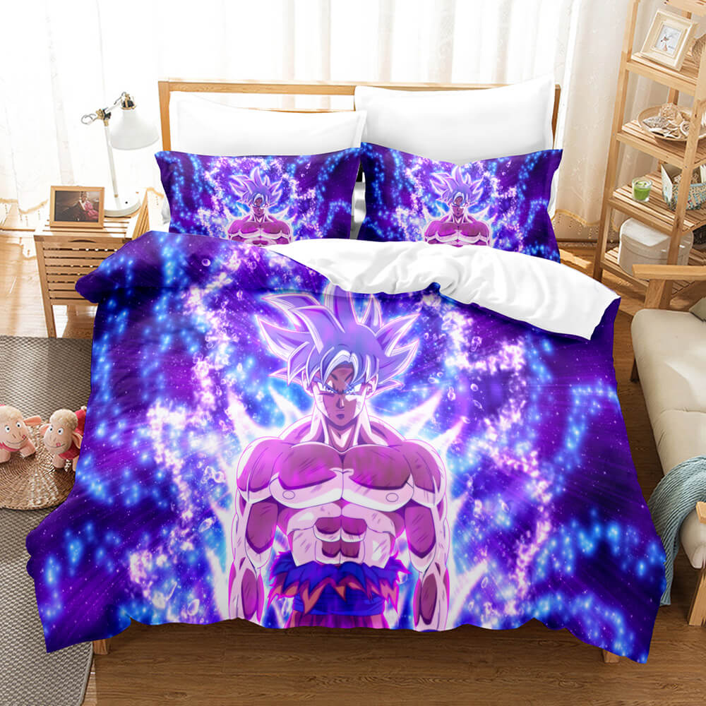 Louis Vuitton Son Goku Dragon Ball Z Purple Bedding Set - Tagotee