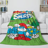 Cartoon Smurfs Blanket Flannel Throw Room Decoration