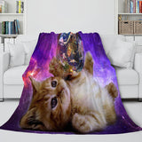 Space Cat Astronaut Cat In Space Flannel Fleece Blanket Nap Wrap Blanket - EBuycos