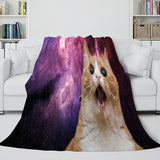 Space Cat Astronaut Cat In Space Flannel Fleece Blanket Nap Wrap Blanket - EBuycos