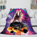 Space Cat Astronaut Cat In Space Flannel Fleece Blanket Nap Wrap Blanket - EBuycos