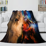 Space Cat Astronaut Cat In Space Flannel Fleece Blanket Wrap Blanket - EBuycos