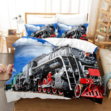 Steam Engine Puff Train Bedding Set Rail Vehicles Duvet Cover Sheets - EBuycos