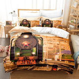 Steam Engine Puff Train Bedding Set Rail Vehicles Duvet Cover Sheets - EBuycos